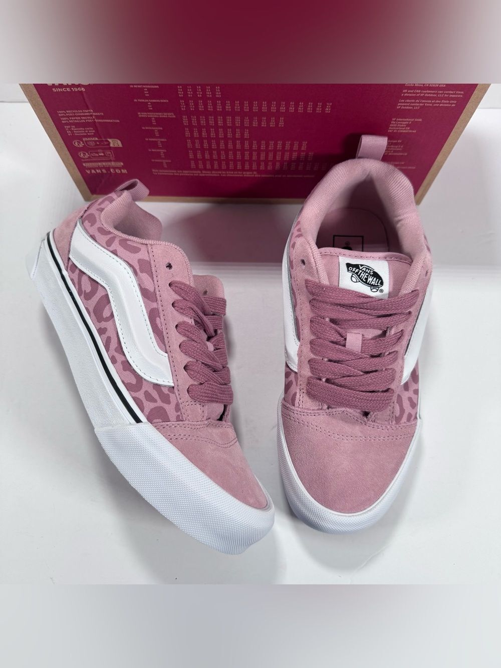 Vans Knu Skool Leopard Print Misty Mauve Chunky Lace Up Sneakers Women Size 8.5